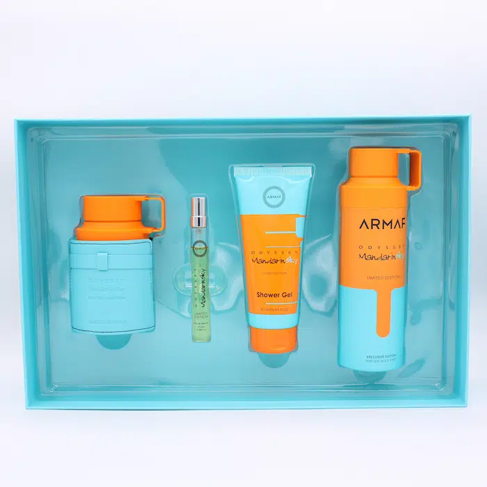 Odyssey Mandarin Sky Set 4pcs 100ml EDP + 100ml Gel de Ducha + 10ml EDP + 200ml Spray para el Cuerpo