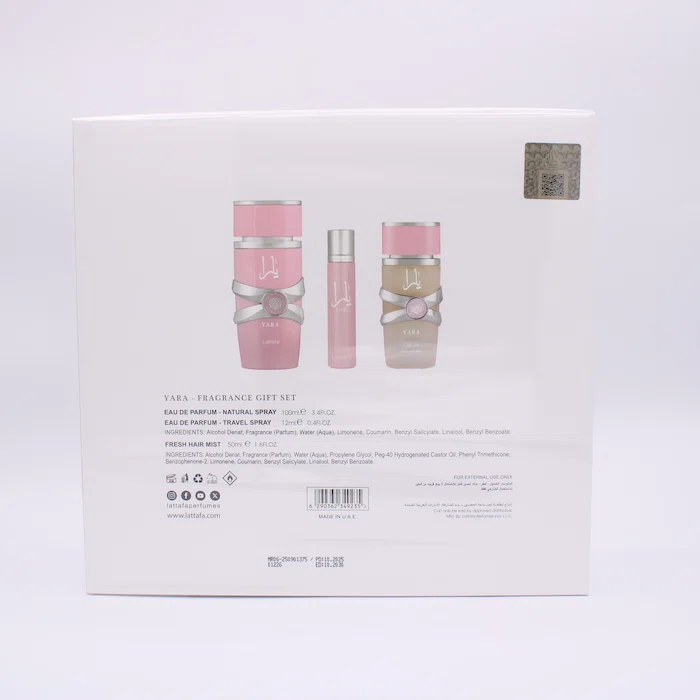 Yara Pink 3pcs Set 100ml EDP + 12ml EDP + 50ml Hair Mist Mujer