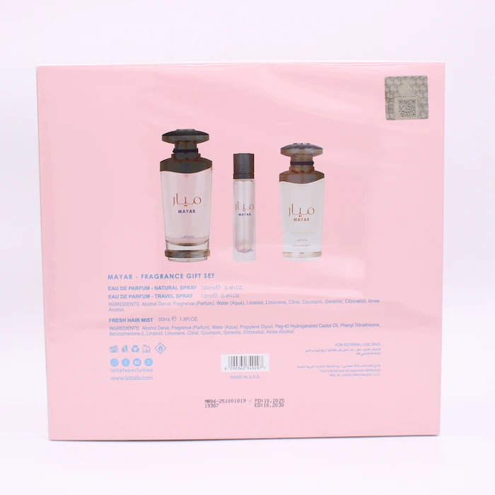 Mayar 3pcs Set 100ml EDP + 12ml EDP + 50ml Hair Mist Mujer